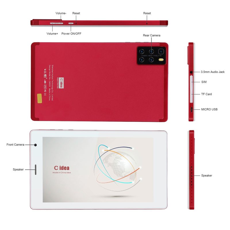 C idea Portable And Convenient Usage 7 Inch Touch Screen Tablet With High Resolution Display CM520 (red)