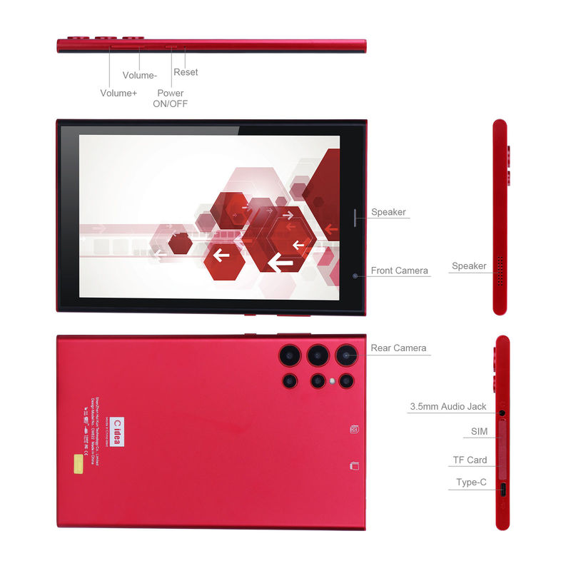 C idea WiFi 8 Inch Tablet PC With Big 8000mAh Battery Life 512GB Storage Dual 5MP+8MP Camera CM822 (Red)