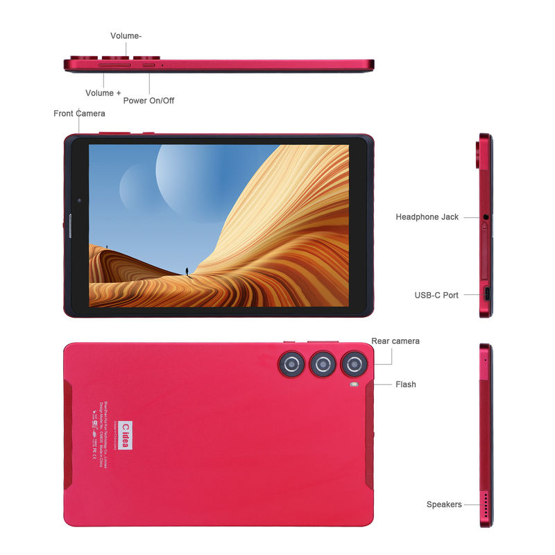 C idea Android 8 Inch Tablet PC 256GB Large Capacity Storage 5MP+8MP Cameras 8000mAh Battery Life Reading CM835 Red