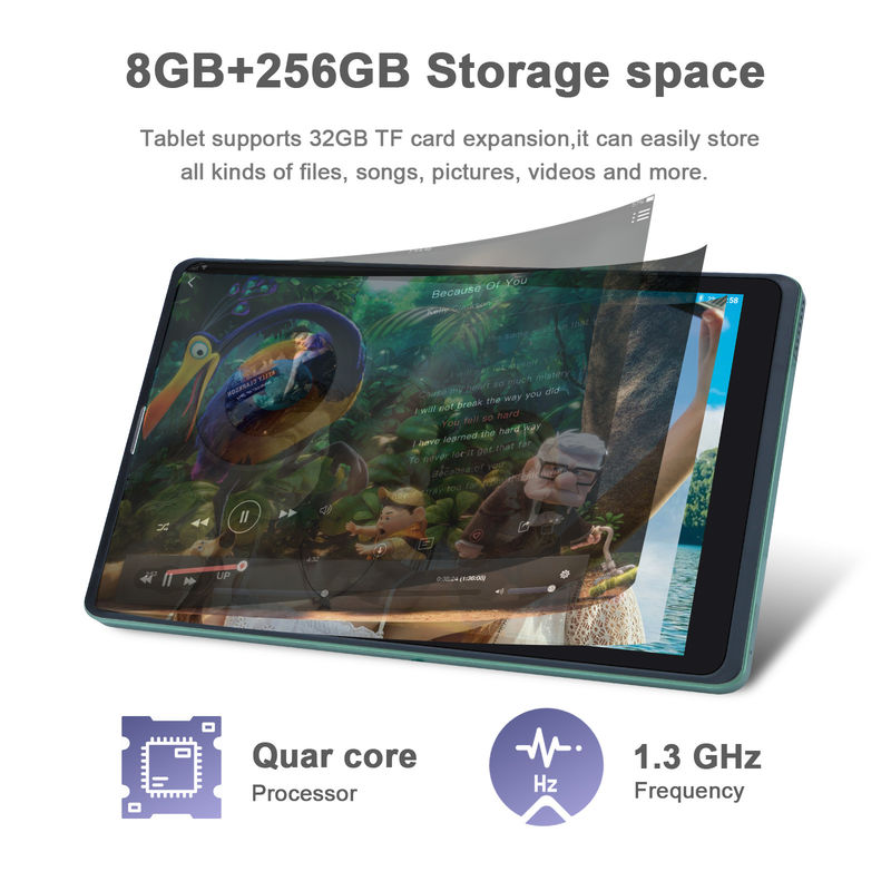 C idea Sim Support Green Tablet PC 8GB RAM 256GB ROM 800x1280 IPS HD Screen Display Tablet With Case CM835