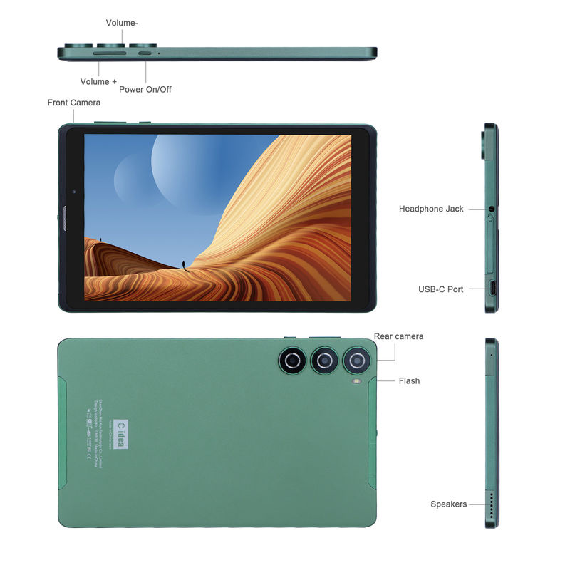 C idea Sim Support Green Tablet PC 8GB RAM 256GB ROM 800x1280 IPS HD Screen Display Tablet With Case CM835