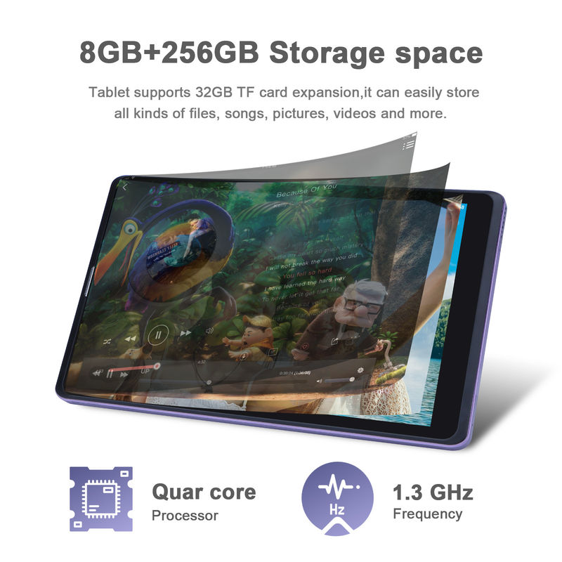 C idea Android 12 Tablets Purple Portable Reading Long Battery Life TF Card Expandable HD Screen Tablets With Case CM835
