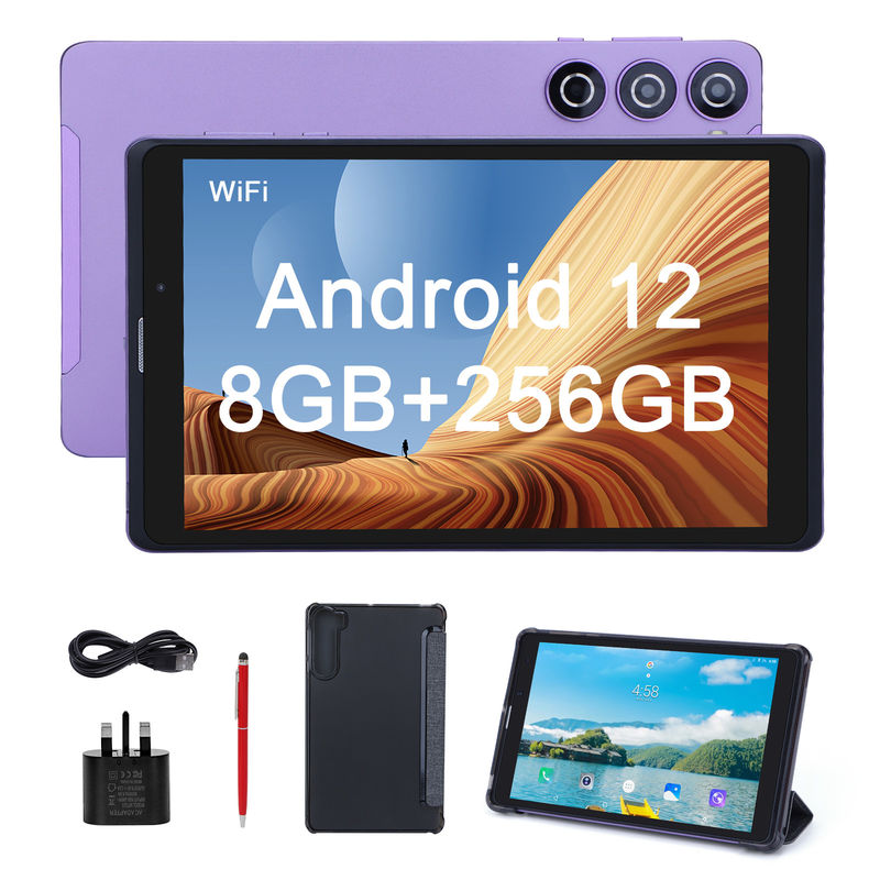 C idea Android 12 Tablets Purple Portable Reading Long Battery Life TF Card Expandable HD Screen Tablets With Case CM835