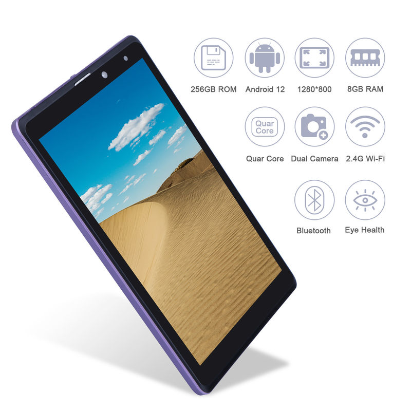 C idea Android 12 Tablets Purple Portable Reading Long Battery Life TF Card Expandable HD Screen Tablets With Case CM835