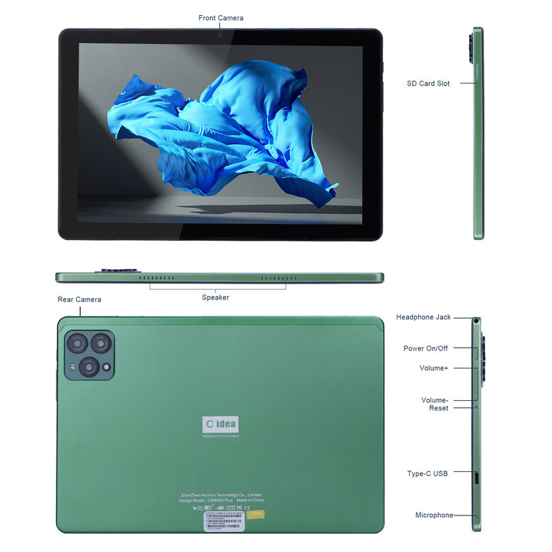 C idea 10 inch Android 12 Tablet 8GB RAM 256GB ROM Model CM8000PLUS Green