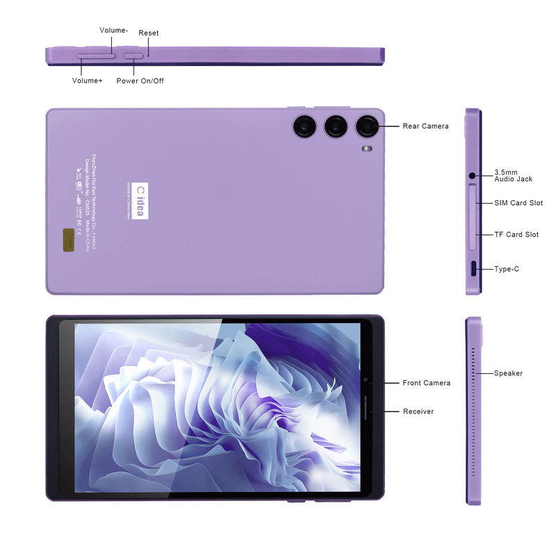 C idea 7 inch 6+128GB 6000mAh Android Tablet PC with SIM for Students CM525 Purple
