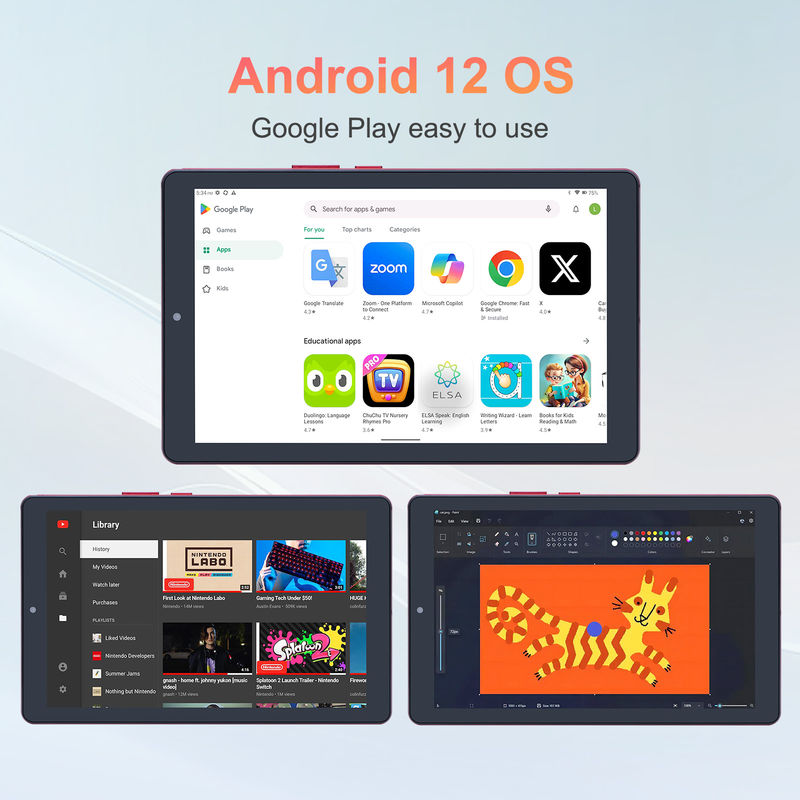 C idea 9 inch Android 12 Tablet 8GB RAM 512GB ROM 5MP+8MP Dual Camera WIFI Tablet with SIM CM915 (Red)