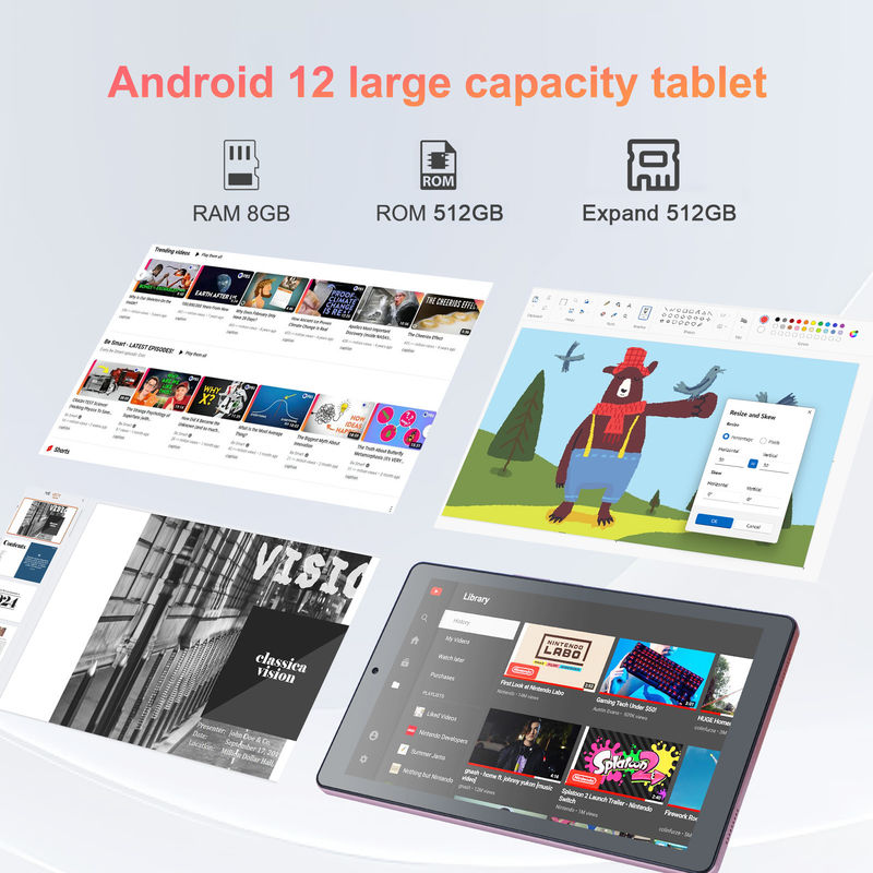 C idea 9 inch Android 12 Tablet 8GB RAM 512GB ROM 5MP+8MP Dual Camera WIFI Tablet with SIM CM915 (Pink)
