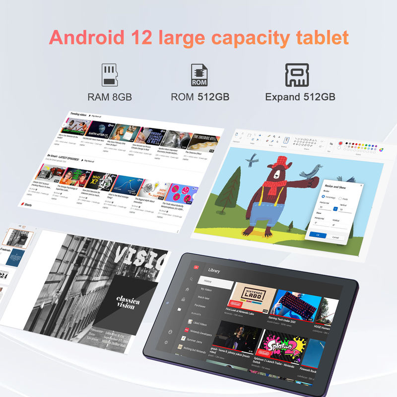 C idea 9 inch Android 12 Tablet 8GB RAM 512GB ROM 5MP+8MP Dual Camera WIFI Tablet with SIM CM915 (Purple)