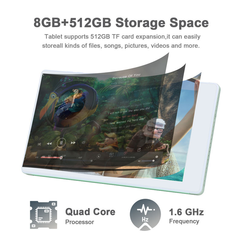 C idea 7 Inch Android Smart Tablets 8+512GB Quad Core WiFi Tablet HD Touch Screen CM513(Green)