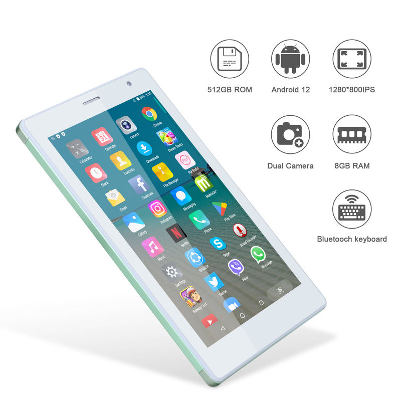 C idea 7 Inch Android Smart Tablets 8+512GB Quad Core WiFi Tablet HD Touch Screen CM513(Green)
