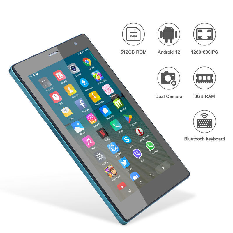 C idea 7 Inch Android Smart Tablets 8+512GB Quad Core WiFi Tablet HD Touch Screen CM513(Blue)