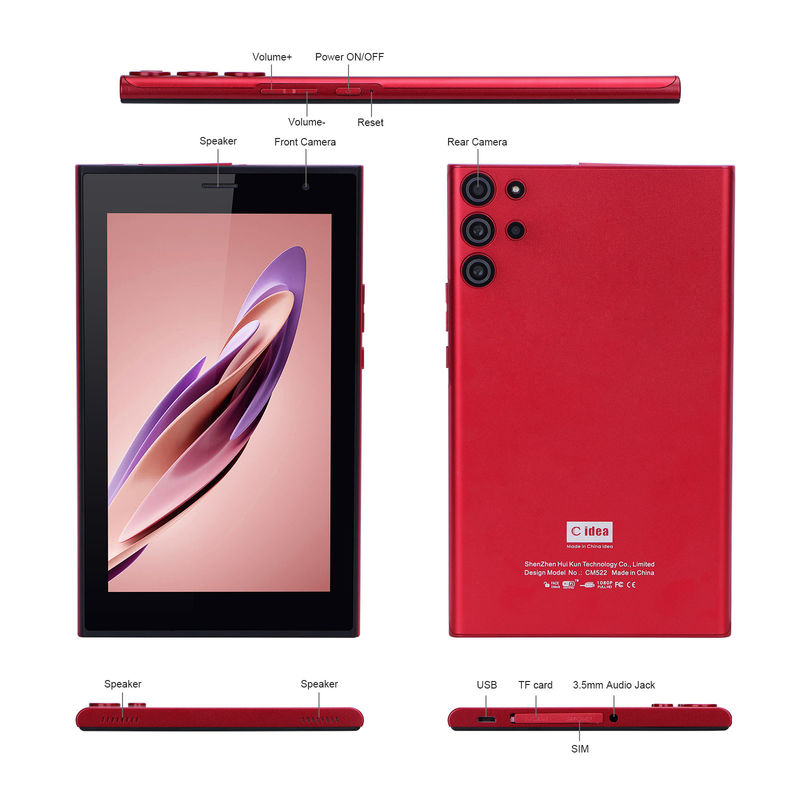 C idea Android 7 Inch Tablet PC with 6 RAM+128 ROM Storage 6000mAh Battery Life for Kids and Adults CM522 Red