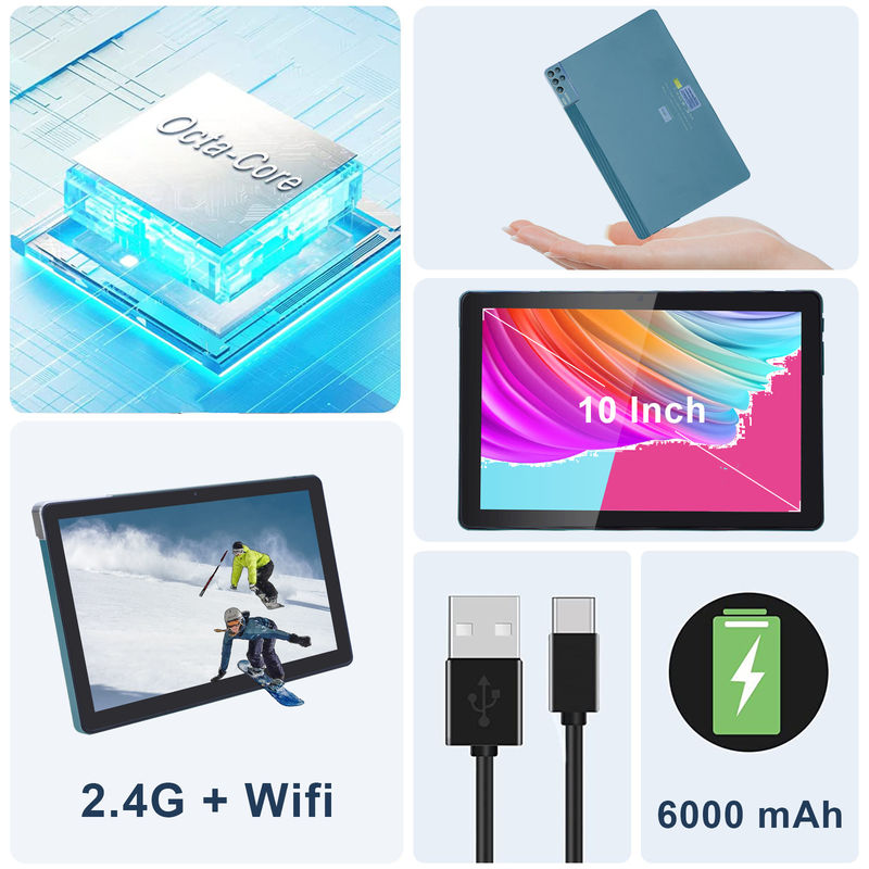 C idea 256ROM 10 Inch Tablet PC Dual 5MP+8MP Camera Quad Core With Keyboards Case CM7000  Blue