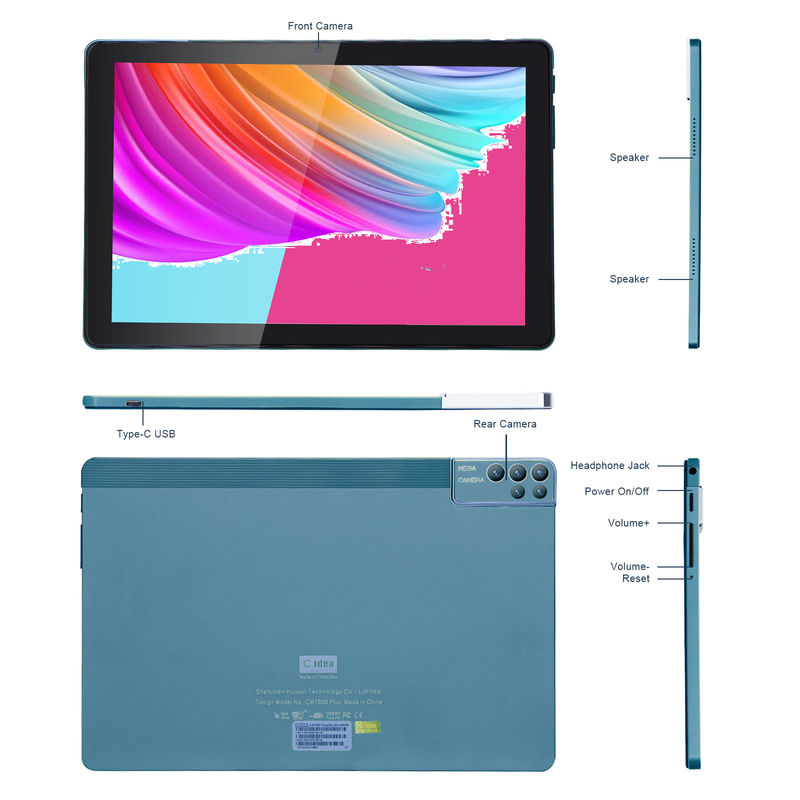 C idea 256ROM 10 Inch Tablet PC Dual 5MP+8MP Camera Quad Core With Keyboards Case CM7000  Blue