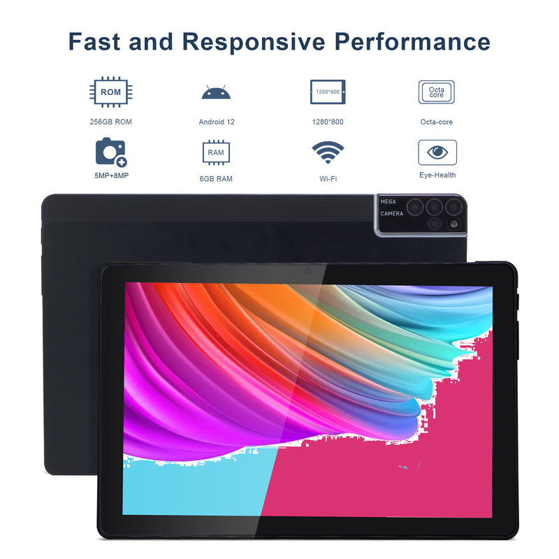 C idea 800x1280 IPS 10 Inch Tablet PC With Case 256GB ROM Quad Core Dual 5MP+8MP Camera HD IPS Display CM7000 Black