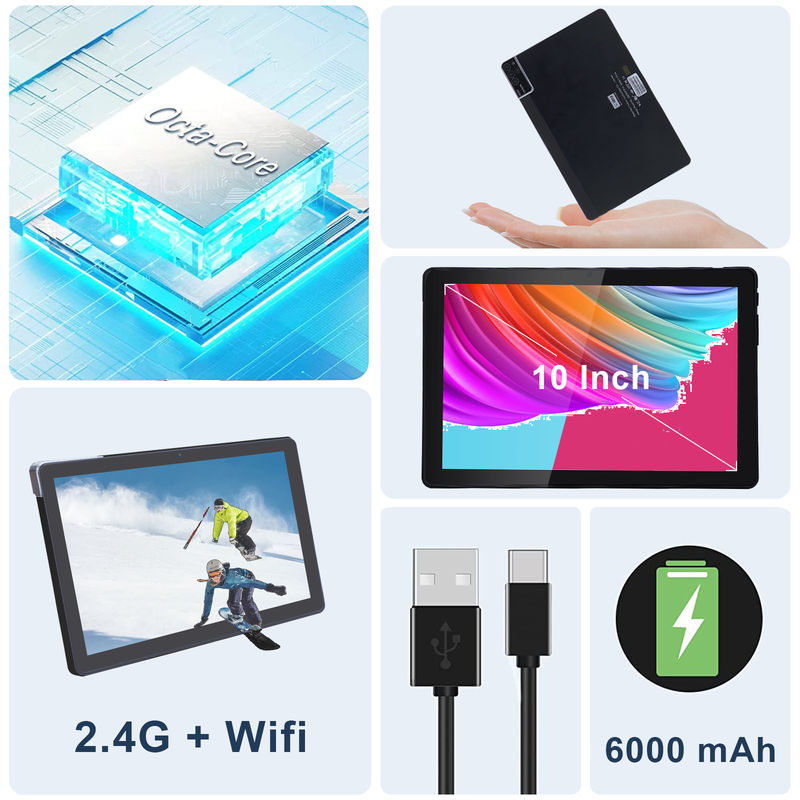 C idea 800x1280 IPS 10 Inch Tablet PC With Case 256GB ROM Quad Core Dual 5MP+8MP Camera HD IPS Display CM7000 Black