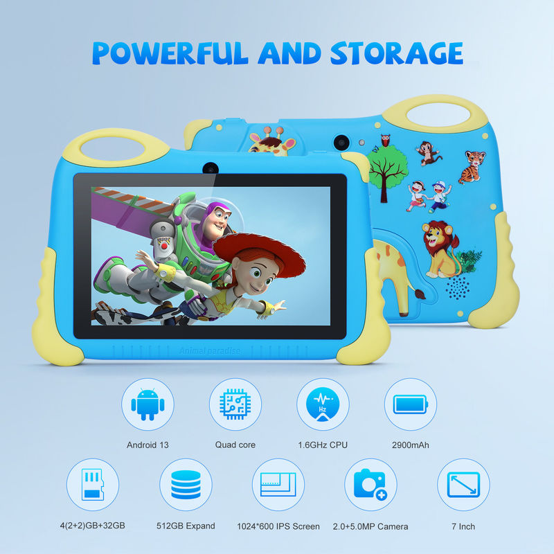 C Idea 7 Inch Android Tablet For Age 3-7 Expand 512GB Tablet Kidspad With Case CM92