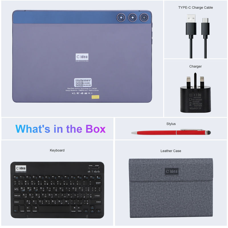 C idea  Android Tablet 10.1 Inch Dual Camera 8GB RAM 512GB WIFI 5G Tablet with Keyboard Mouse SIM Support for School
