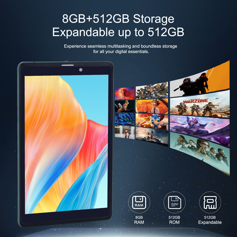 C idea Portable 8 Inch Android Tablet PC With Android 12 Quad Core CPU 8GB RAM 512GB Storage IPS HD Display CM818-Green