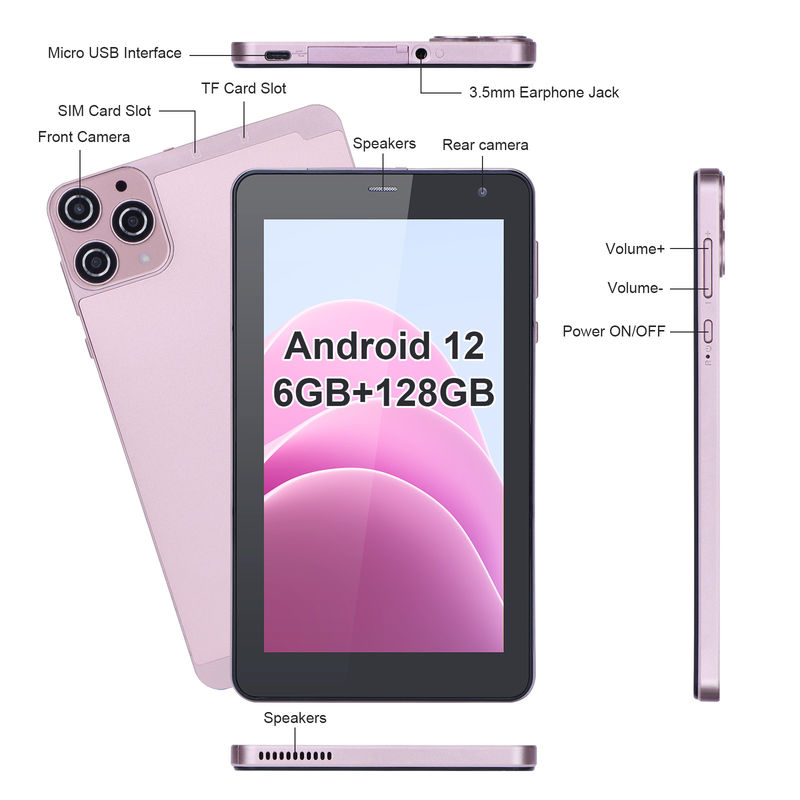 C idea 7 Inch Android Smart Tablets 6+128GB Quad Core WiFi Tablet HD Touch Screen for Teens CM515(Pink)