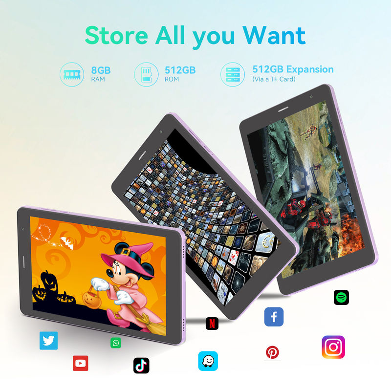 C Idea 8 Inch 8+512gb 8000mah 5+8mp Dual Camera Android Tablet Pc With Sim For Students CM828 Purple