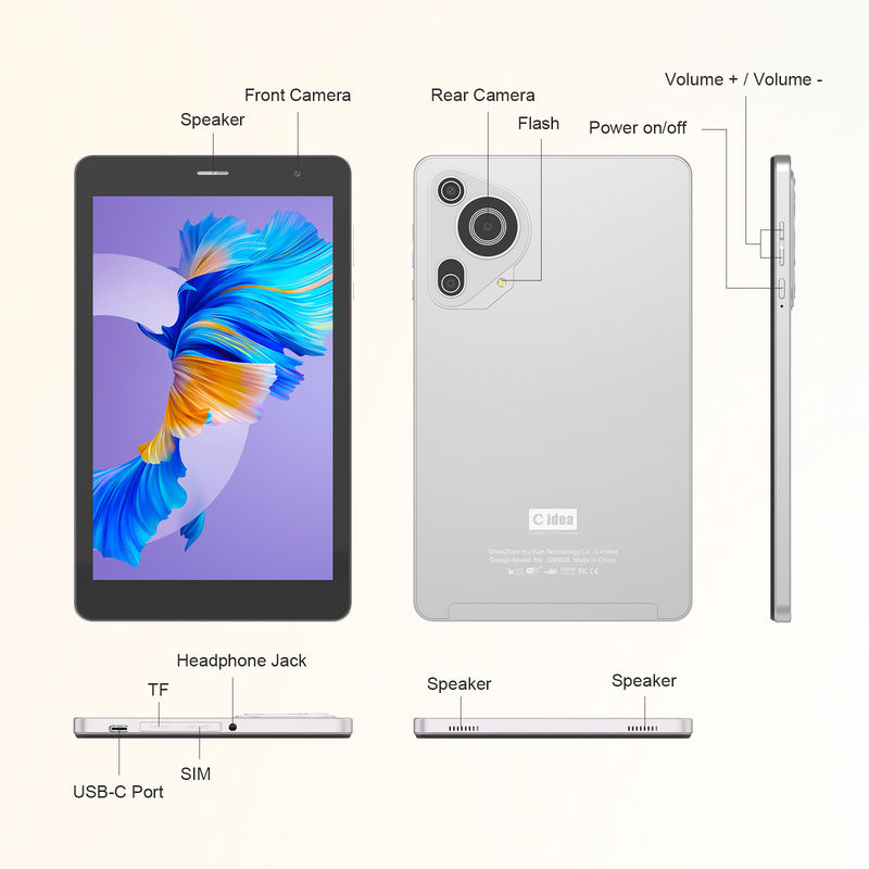 C Idea 8 Inch Tablets Dual Camera Touch Screen Smart Tablet Pc CM828 Silver