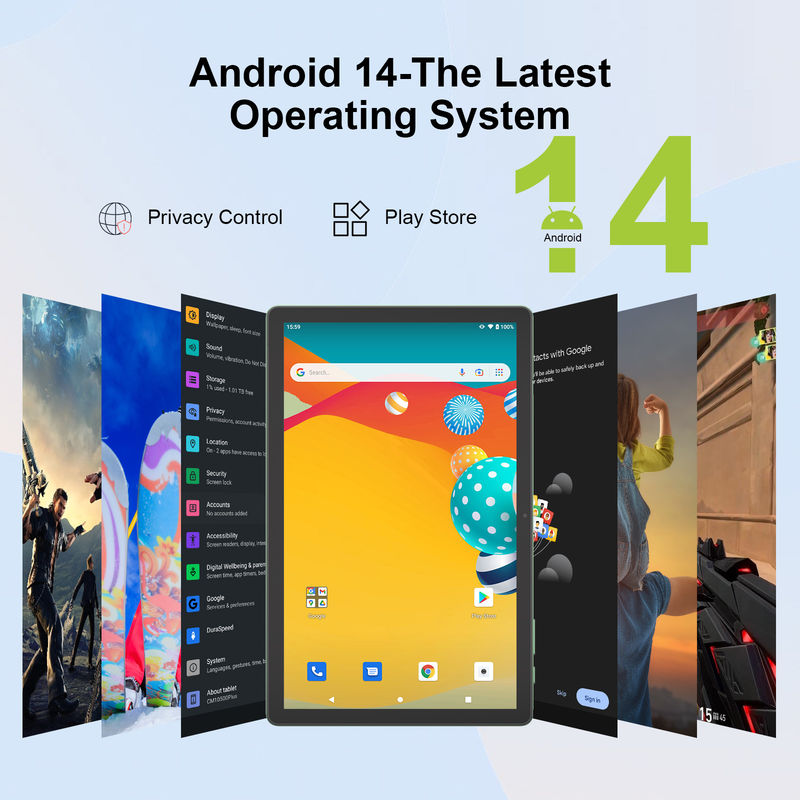 C Idea Newest 10.5 Inch Android 14 Tablet PC 2k Touch Screen Tablet with SIM CM10500 Plus green