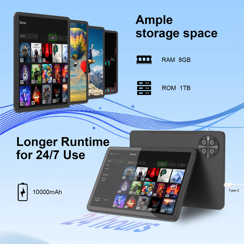 C Idea 10.1 Inch Android 15 Tablet 8GB RAM 1TB ROM Model CM8800plus Black