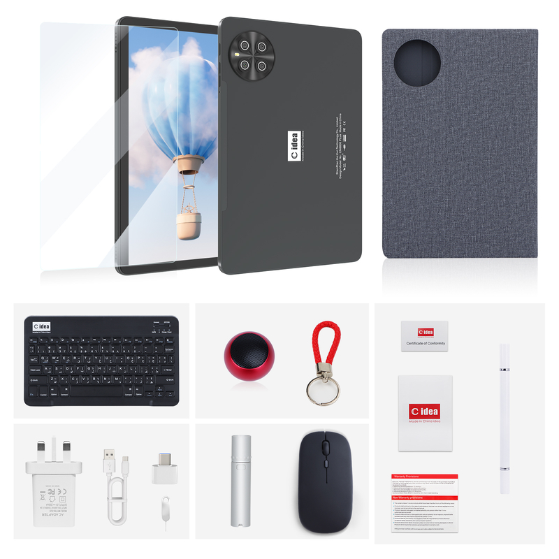 C Idea 10.1 Inch Tablet PC Android 15 Tablet With Keyboard And Mouse CM8800plus Gray