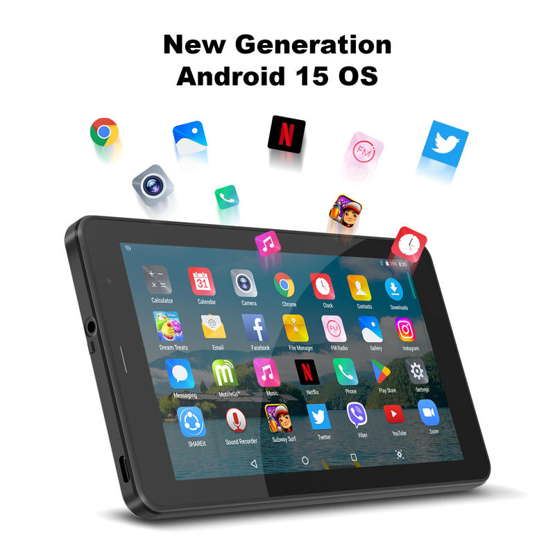 C idea 7 inch Wifi Tablet with Case 8+256GB Storage Quad Core Processor 600x1024 IPS Touchscreen CM516 black