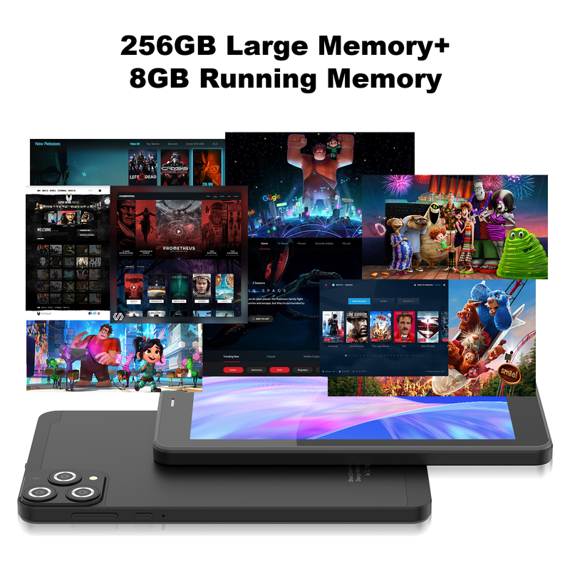 C idea 7 inch Wifi Tablet with Case 8+256GB Storage Quad Core Processor 600x1024 IPS Touchscreen CM516 black
