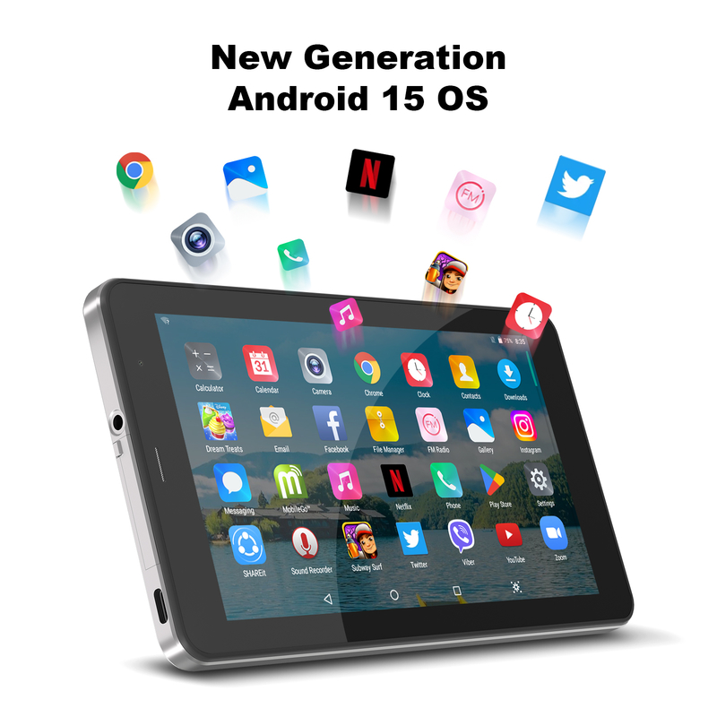C idea 7 inch Wifi Tablet with Case 8+256GB Storage Quad Core Processor 600x1024 IPS Touchscreen CM516 silver