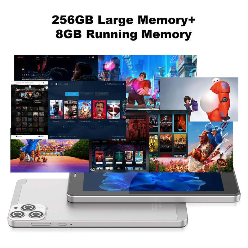 C idea 7 inch Wifi Tablet with Case 8+256GB Storage Quad Core Processor 600x1024 IPS Touchscreen CM516 silver