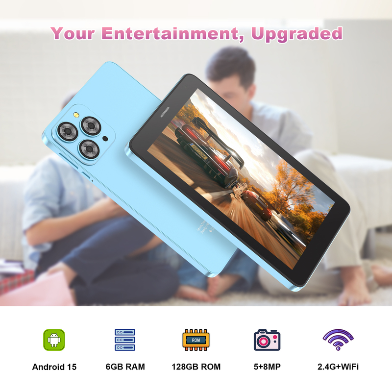 C idea 7 inch Wifi Tablet with Case 8+256GB Storage Quad Core Processor 600x102e4 IPS Touchscreen CM517 blue