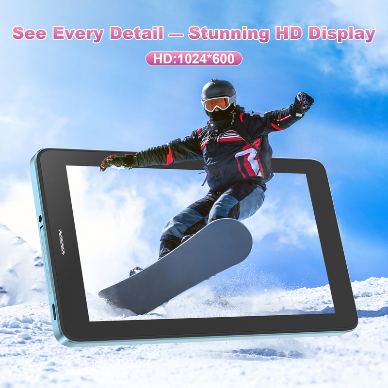 C idea 7 inch Wifi Tablet with Case 8+256GB Storage Quad Core Processor 600x102e4 IPS Touchscreen CM517 blue