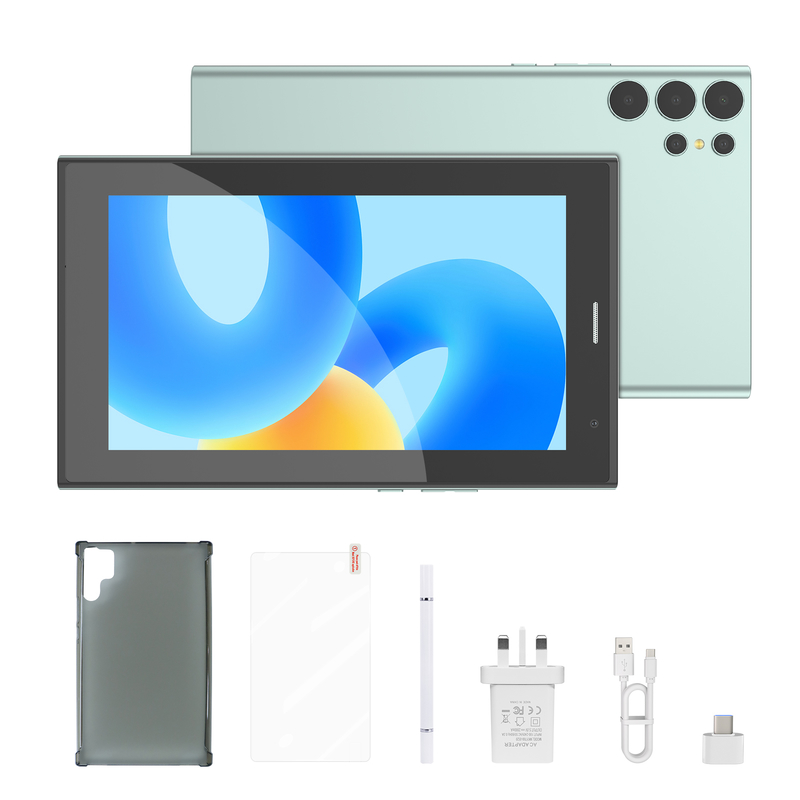 C idea 7 inch Wifi Tablet with Case 8+256GB Storage Quad Core Processor 600x1024 IPS Touchscreen CM524 green