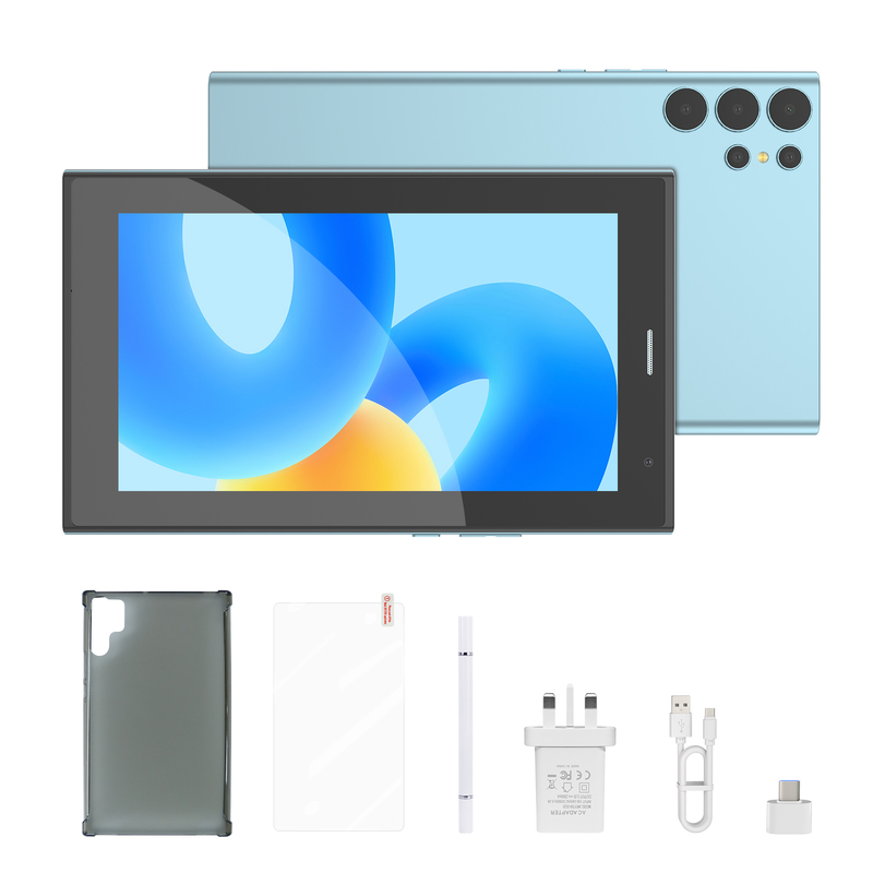 C idea 7 inch Wifi Tablet with Case 8+256GB Storage Quad Core Processor 600x1024 IPS Touchscreen CM524 blue