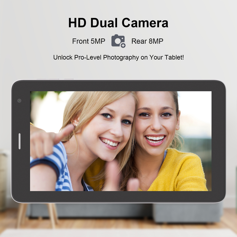 C idea 7 inch Wifi Tablet with Case 8+256GB Storage Quad Core Processor 600x1024 IPS Touchscreen CM528 white