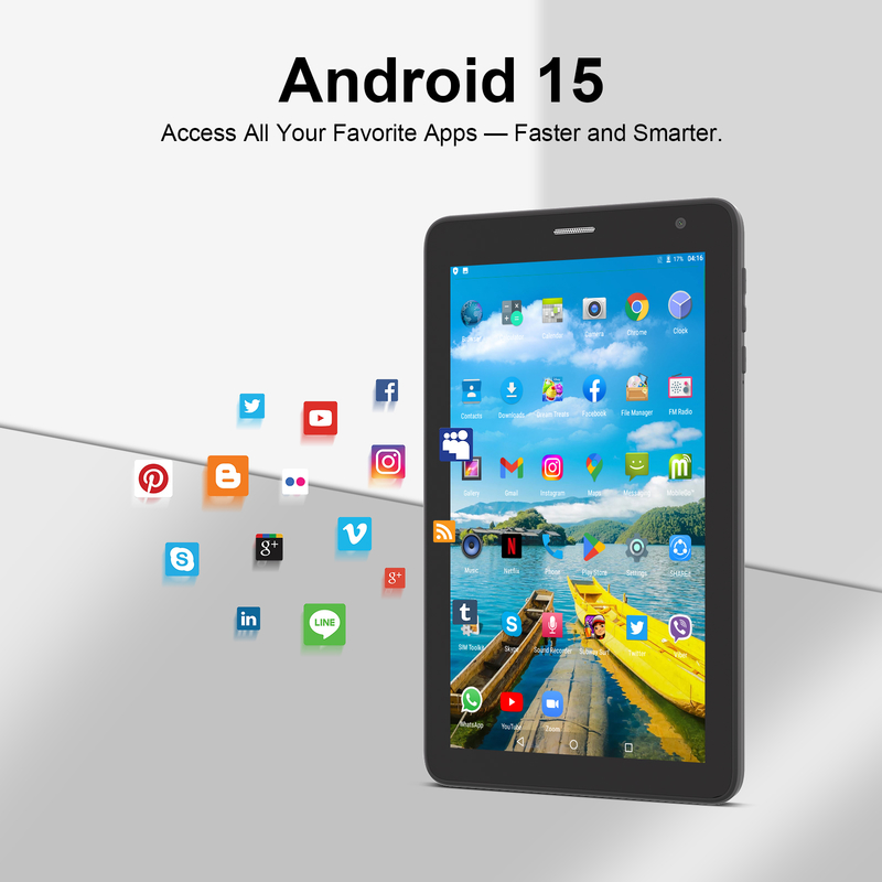 C idea 7 inch Wifi Tablet with Case 8+256GB Storage Quad Core Processor 600x1024 IPS Touchscreen CM528 black