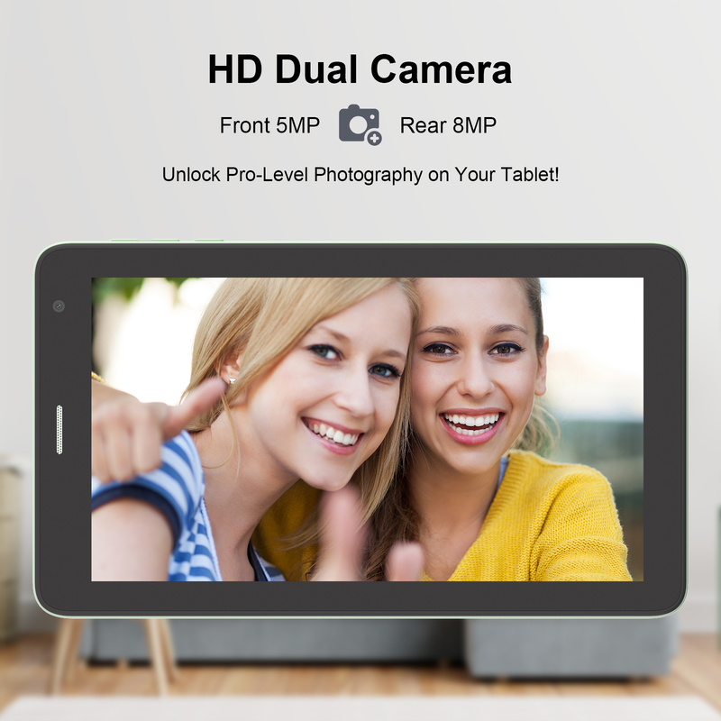 C idea 7 inch Wifi Tablet with Case 8+256GB Storage Quad Core Processor 600x1024 IPS Touchscreen CM528 Green