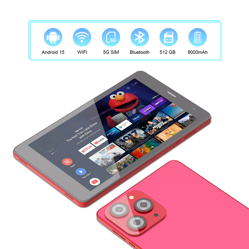 C idea 8 inch Wifi Tablet with 8+512GB Storage Quad Core Processor 800x1280 IPS Touchscreen red CM817 Pro