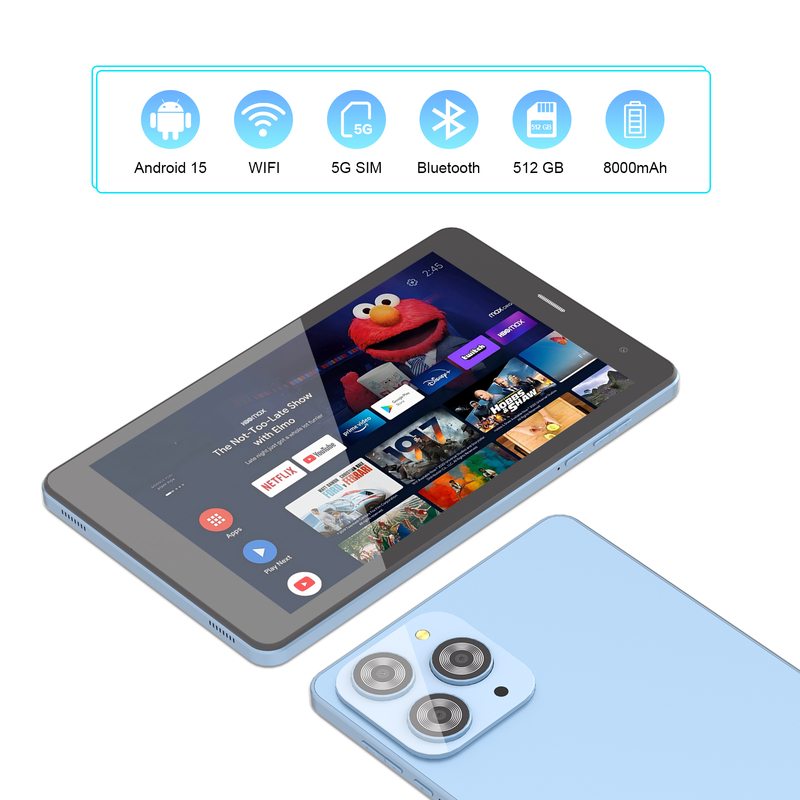 C idea 8 inch Wifi Tablet with 8+512GB Storage Quad Core Processor 800x1280 IPS Touchscreen blue CM817 Pro