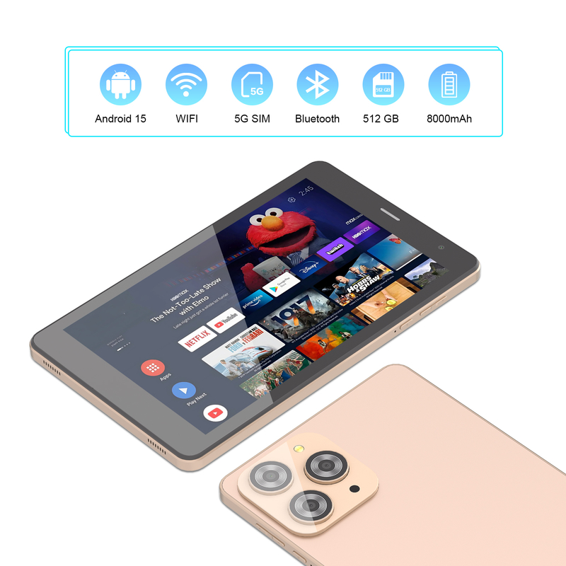 C idea 8 inch Wifi Tablet with 8+512GB Storage Quad Core Processor 800x1280 IPS Touchscreen golden CM817 Pro