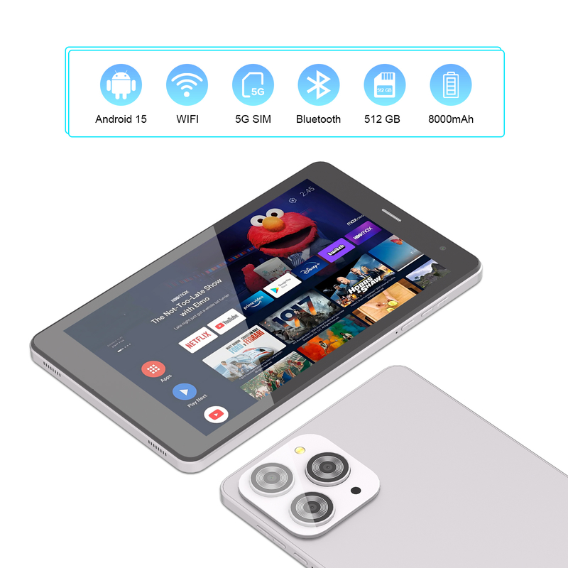 C idea 8 inch Wifi Tablet with 8+512GB Storage Quad Core Processor 800x1280 IPS Touchscreen sliver CM817 Pro