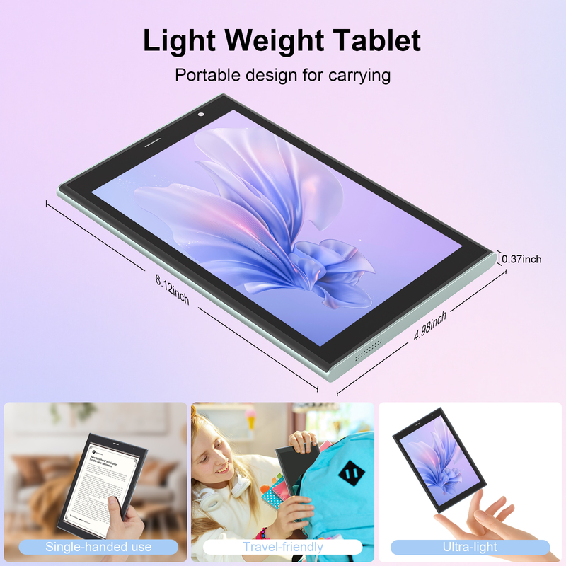 C idea 8 inch Wifi Tablet with 8+512GB Storage Quad Core Processor 800x1280 IPS Touchscreen green CM824