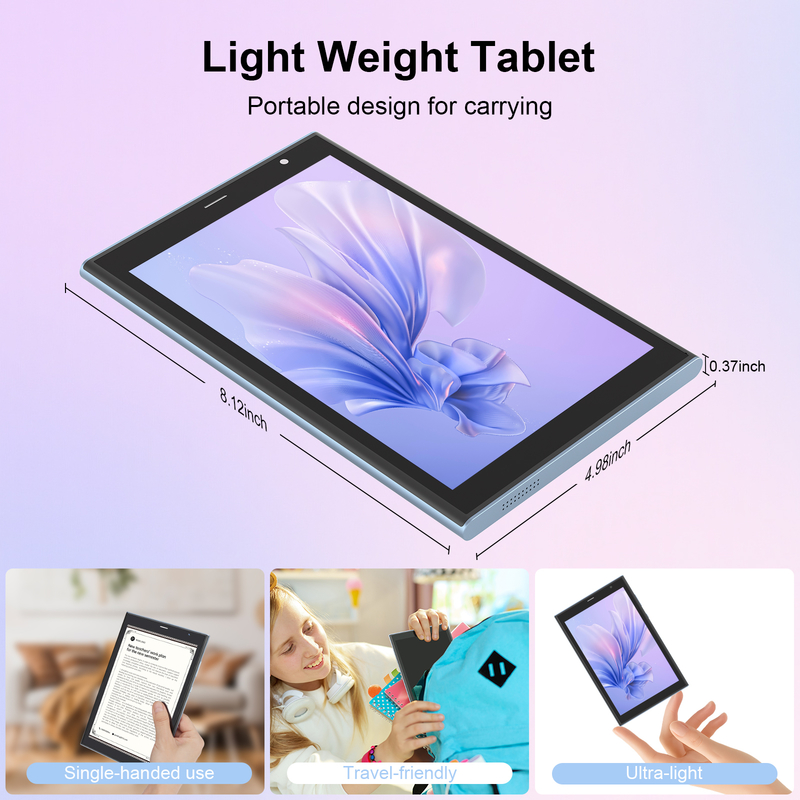 C idea 8 inch Wifi Tablet with 8+512GB Storage Quad Core Processor 800x1280 IPS Touchscreen blue CM824