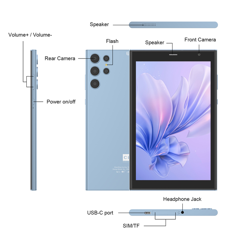 C idea 8 inch Wifi Tablet with 8+512GB Storage Quad Core Processor 800x1280 IPS Touchscreen blue CM824
