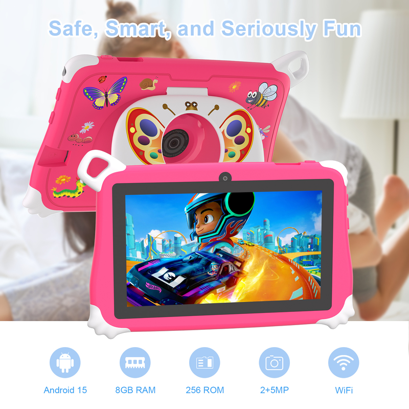 C Idea Android 15 Kids Tablet 8+256GB Educational Tablet Kidspad with Friendly APP CM86 pink