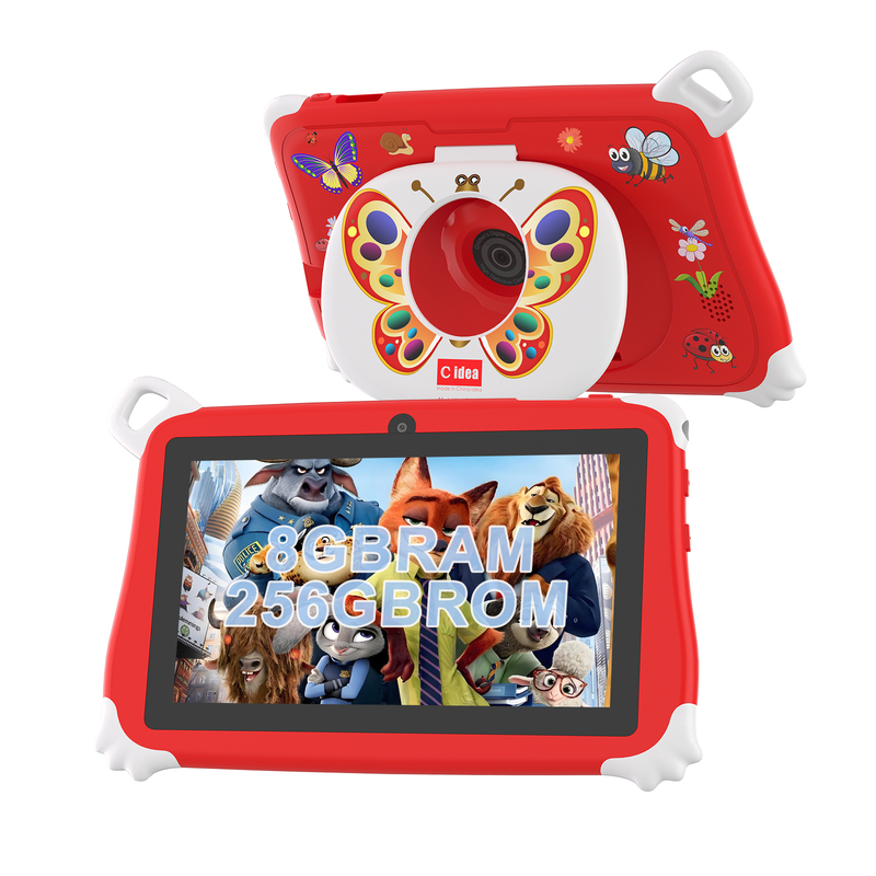 C Idea Android 15 Kids Tablet 8+256GB Educational Tablet Kidspad with Friendly APP CM86 red